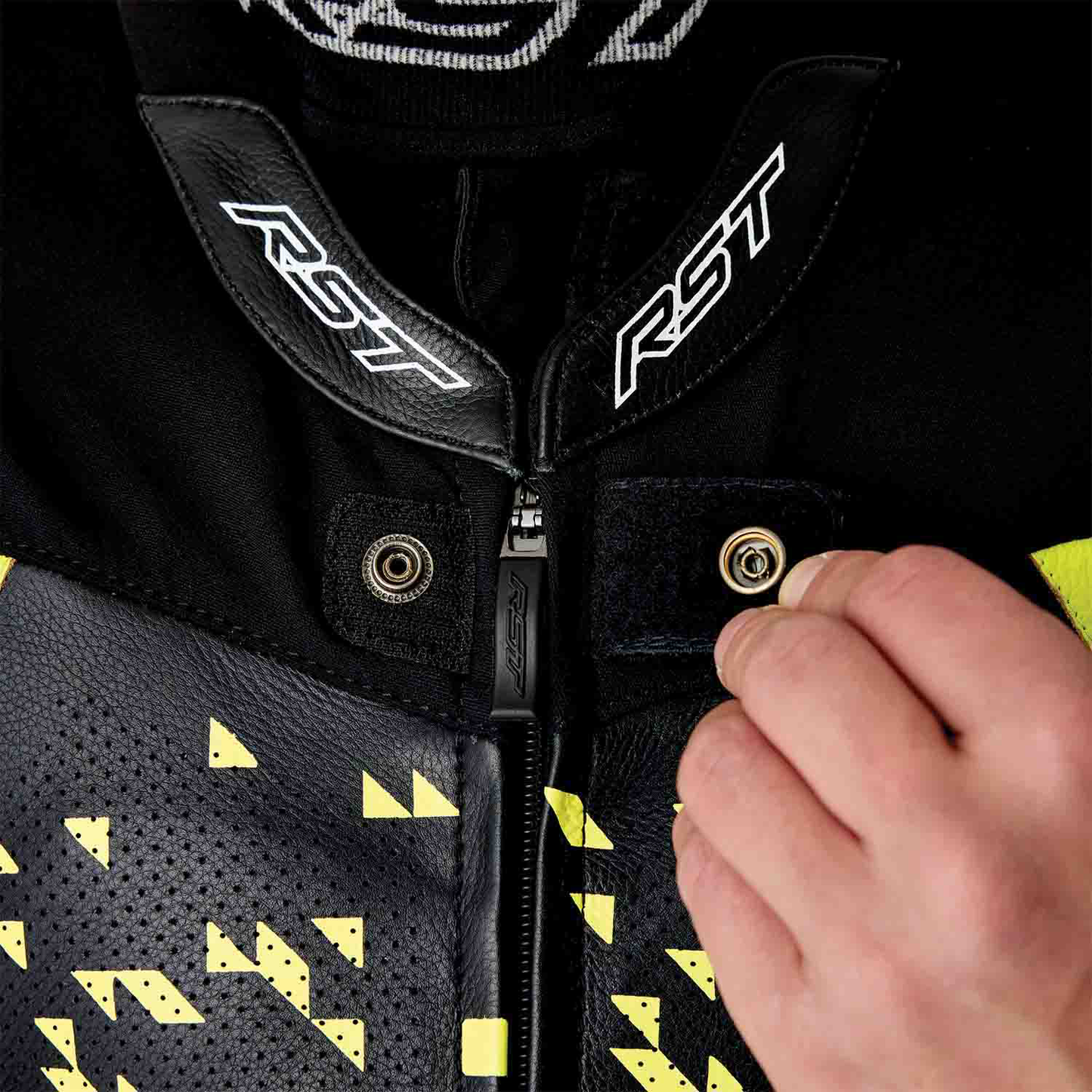 RST RST Pro Series D3O Airbag Leather Suit Black / Flo Yellow - Rear View