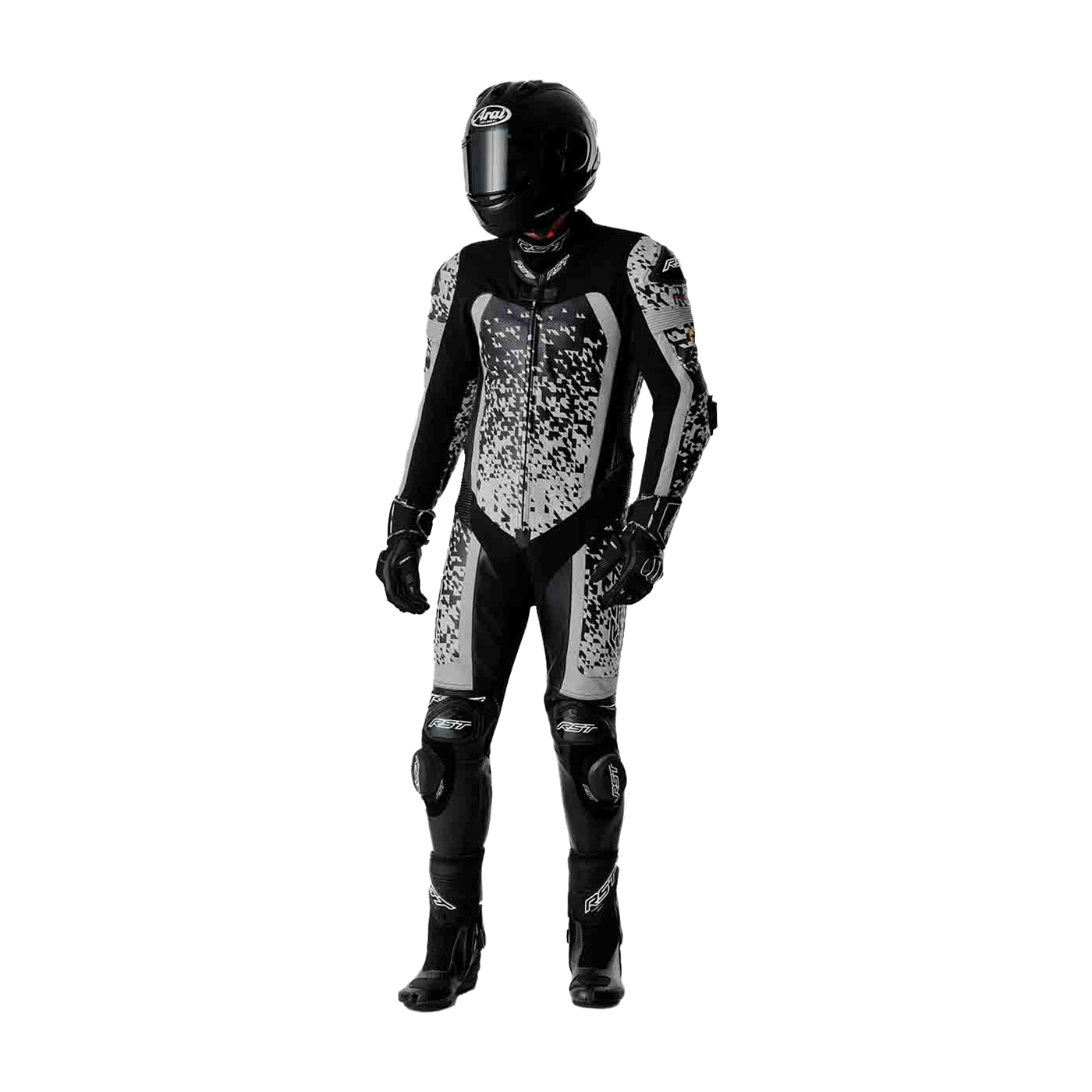 RST RST Pro Series D3O Airbag Leather Suit Black / Silver - View 11