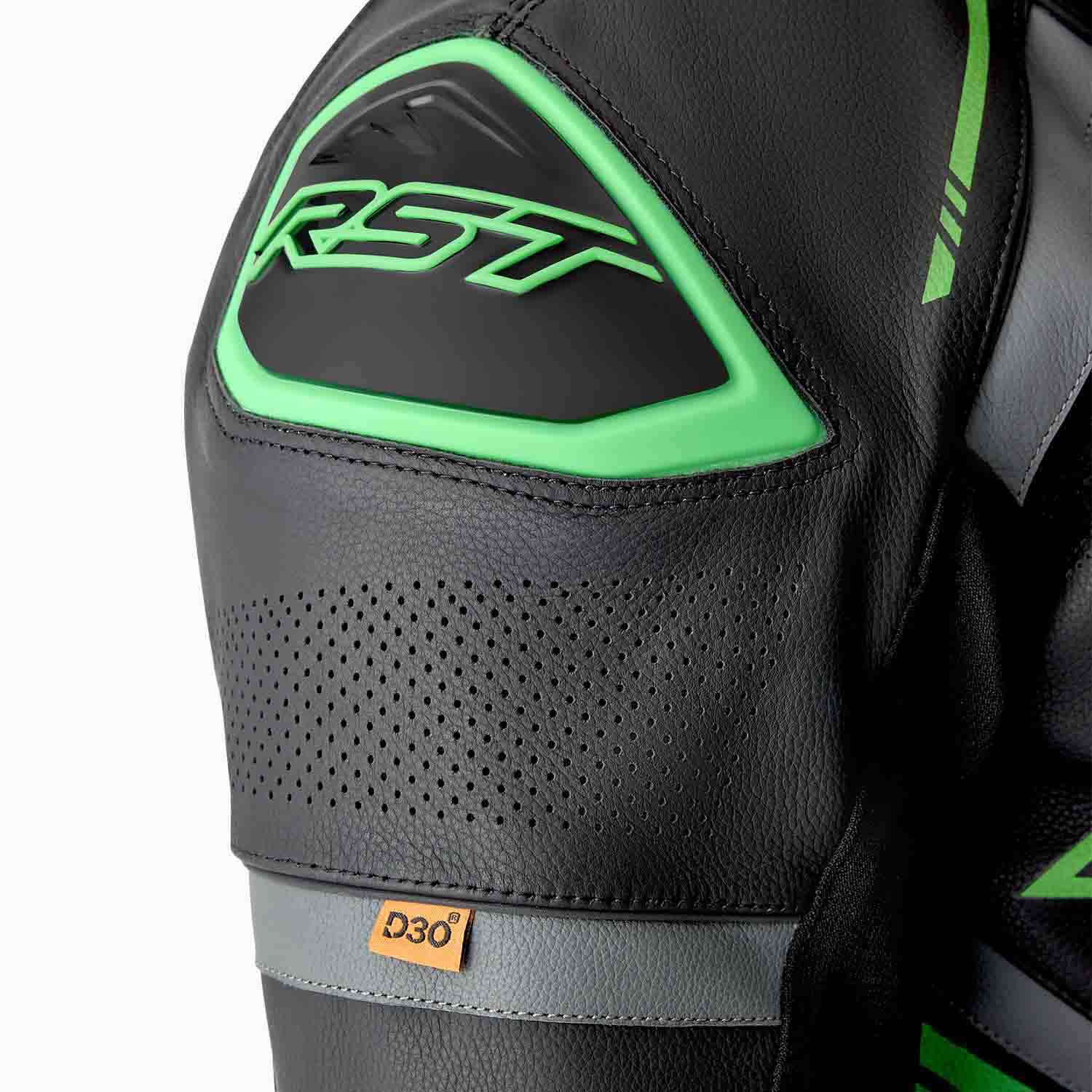 RST RST S1 D30 Leather Suit Black/Flo Green - Detail View