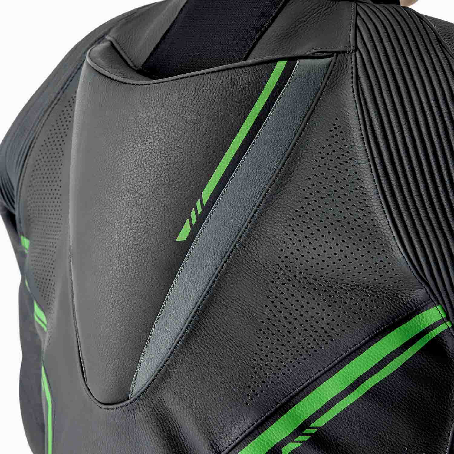 RST RST S1 D30 Leather Suit Black/Flo Green - Rear View
