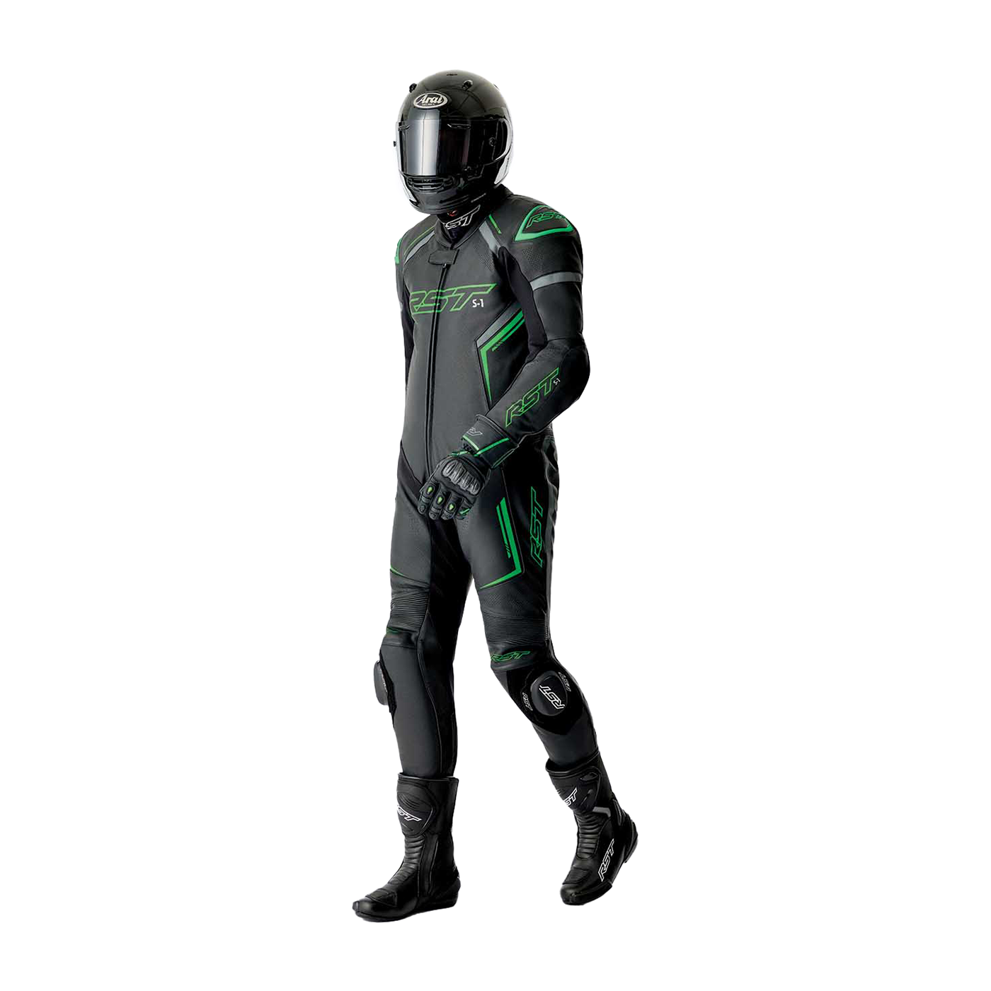 RST RST S1 D30 Leather Suit Black/Flo Green - View 6