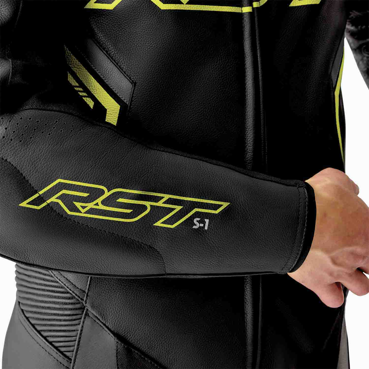 RST RST S1 D30 Leather Suit Black/Grey/Flo Yellow - Detail View