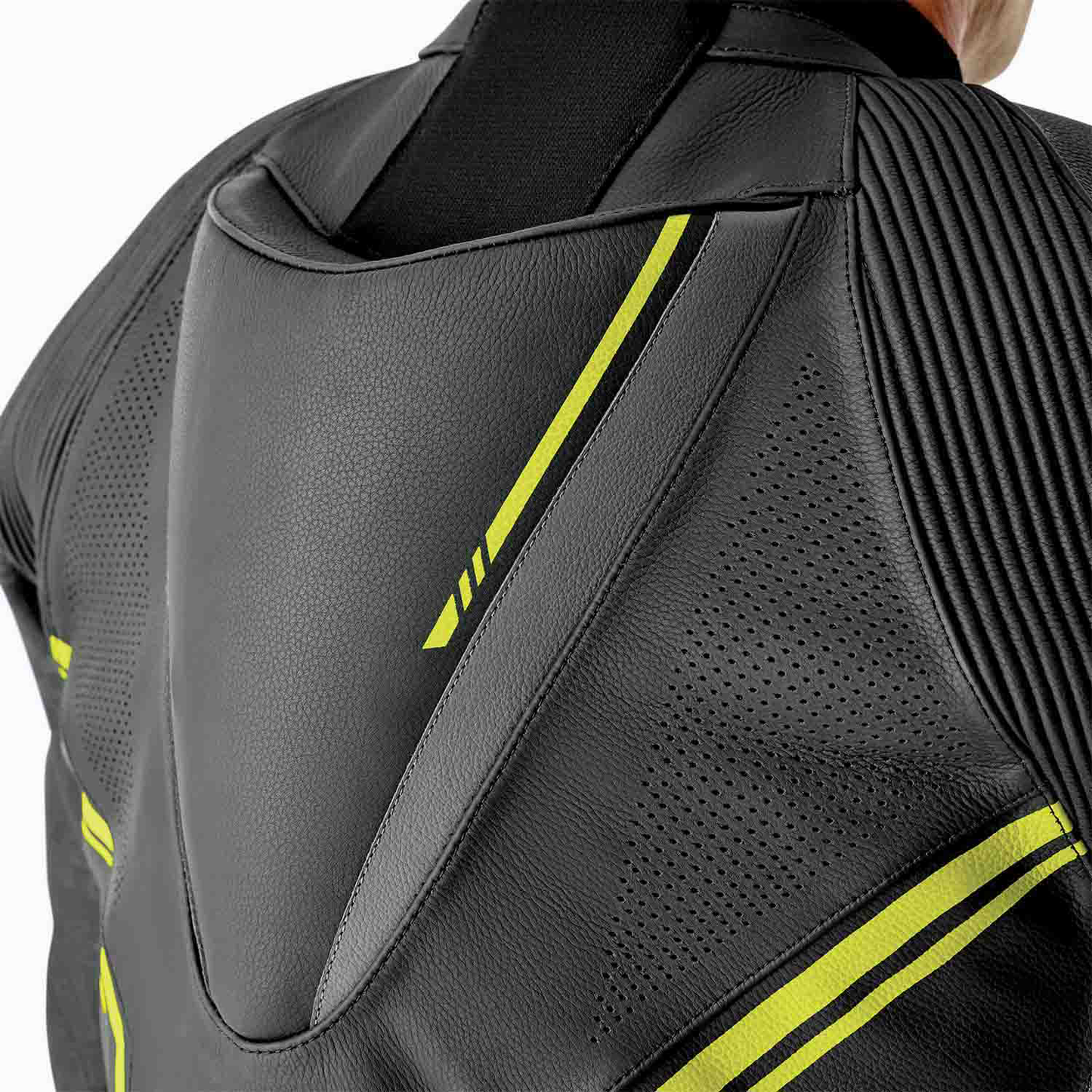 RST RST S1 D30 Leather Suit Black/Grey/Flo Yellow - Rear View