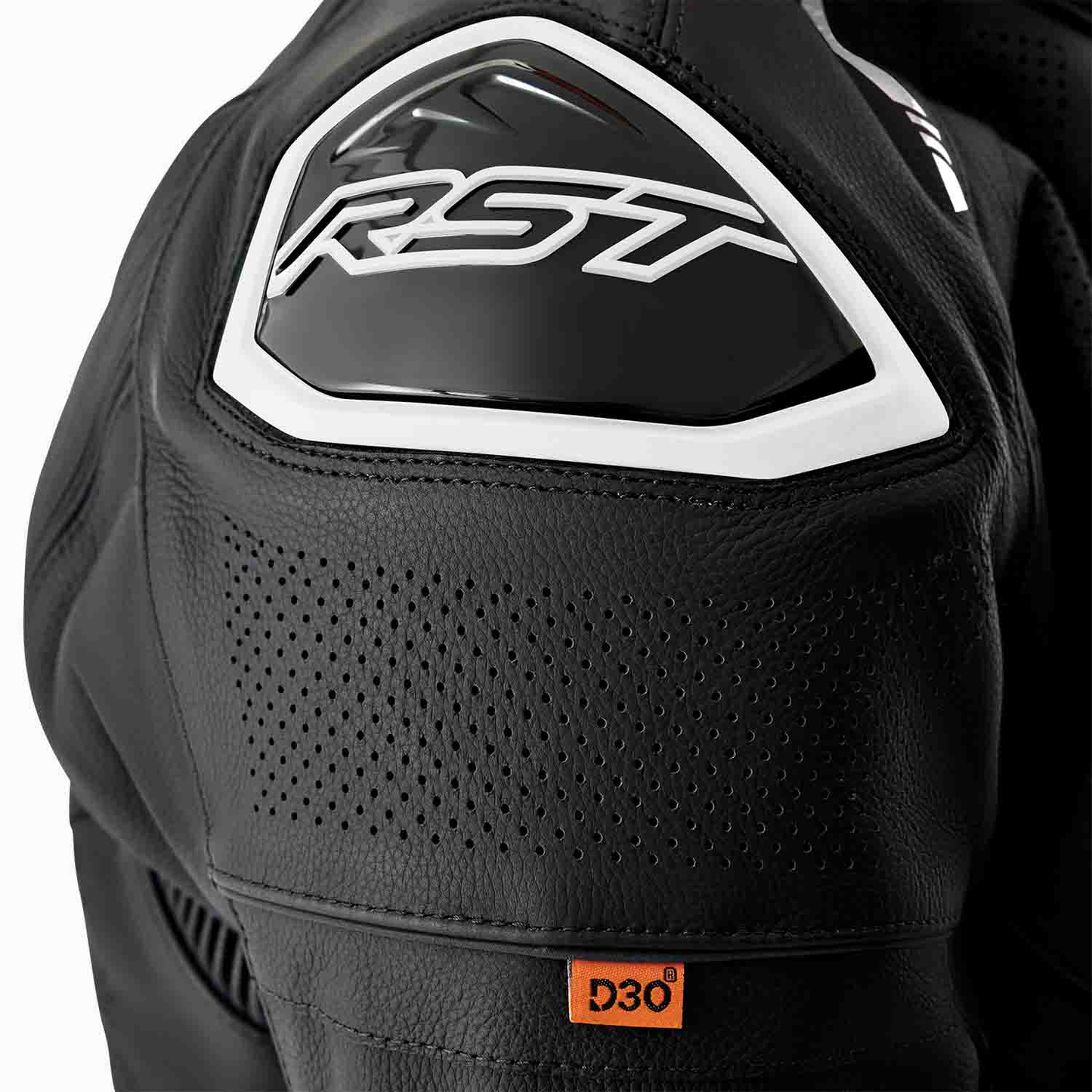 RST RST S1 D30 Men's Leather Jacket - Black / White - Detail View