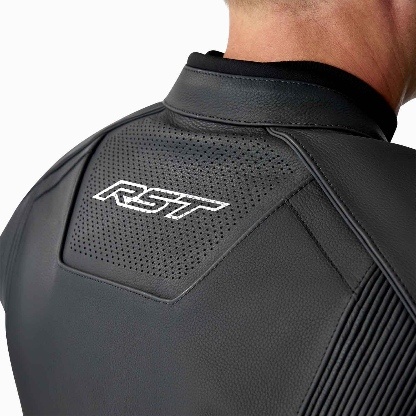 RST RST S1 D30 Men's Leather Jacket - Black / White - Rear View