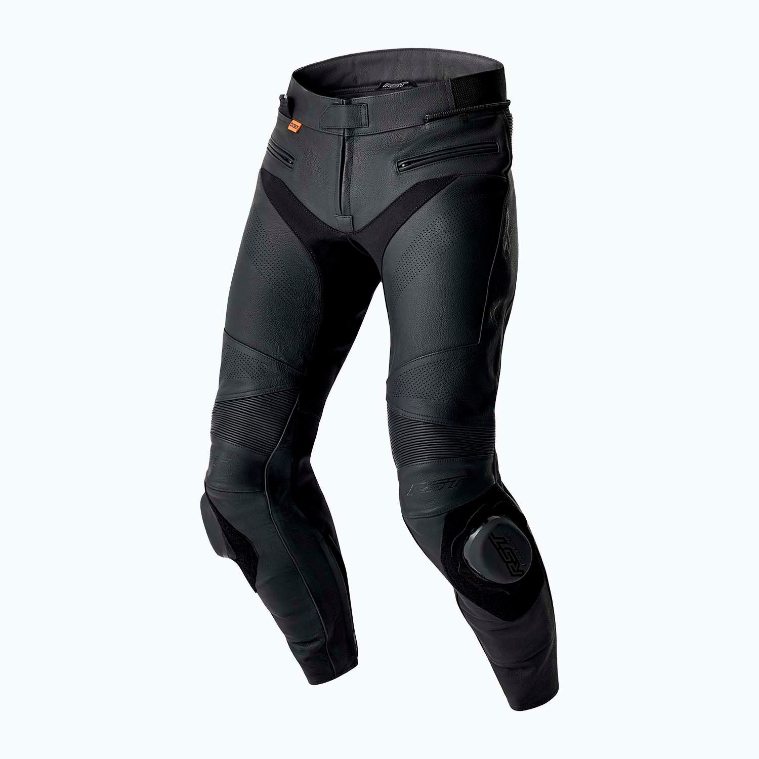 RST RST S1 D30 Men's Short Leg Leather Pants - Black/Black - Front View