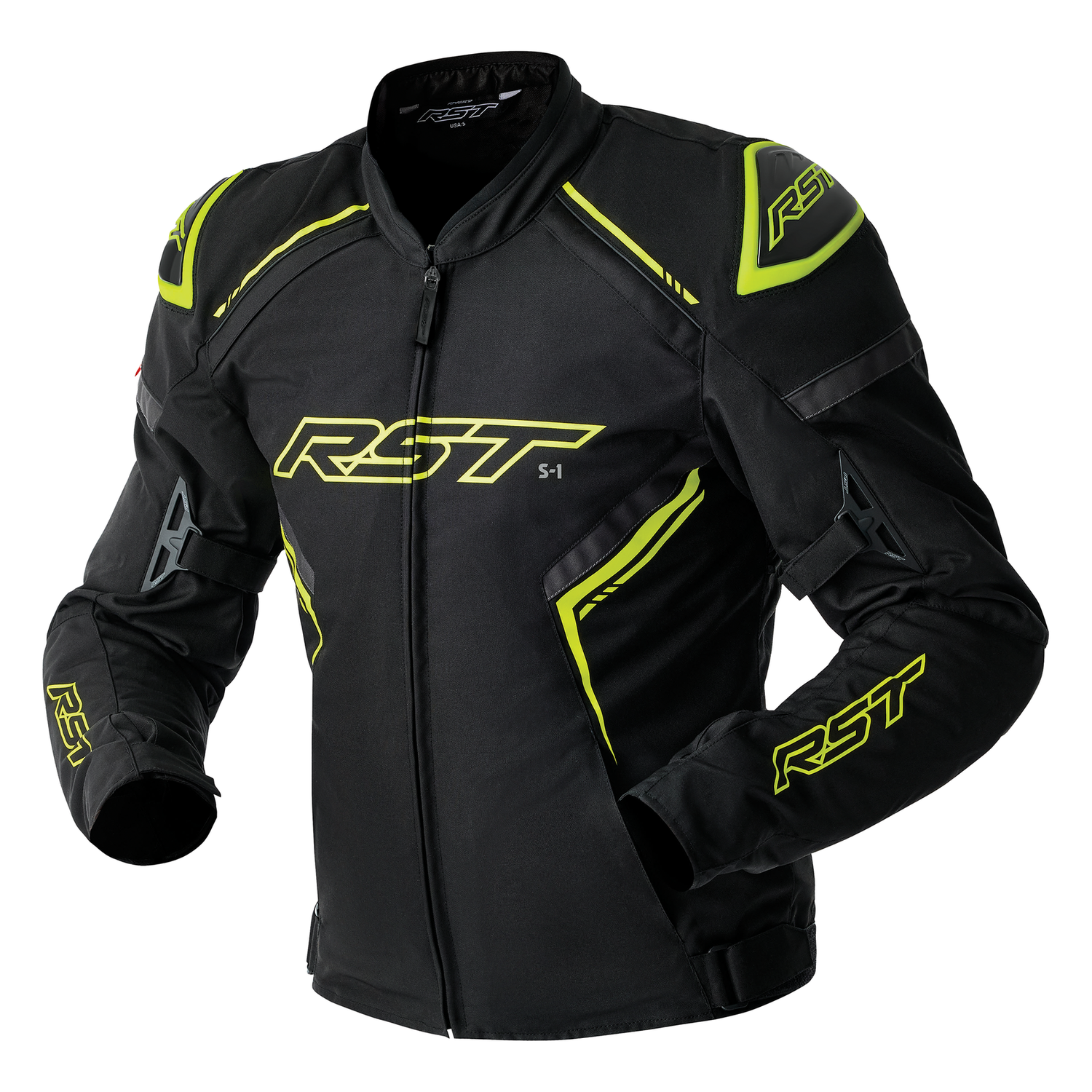 RST RST S1 D30 Textile Jacket - Black/Grey/Flo Yellow - Front View