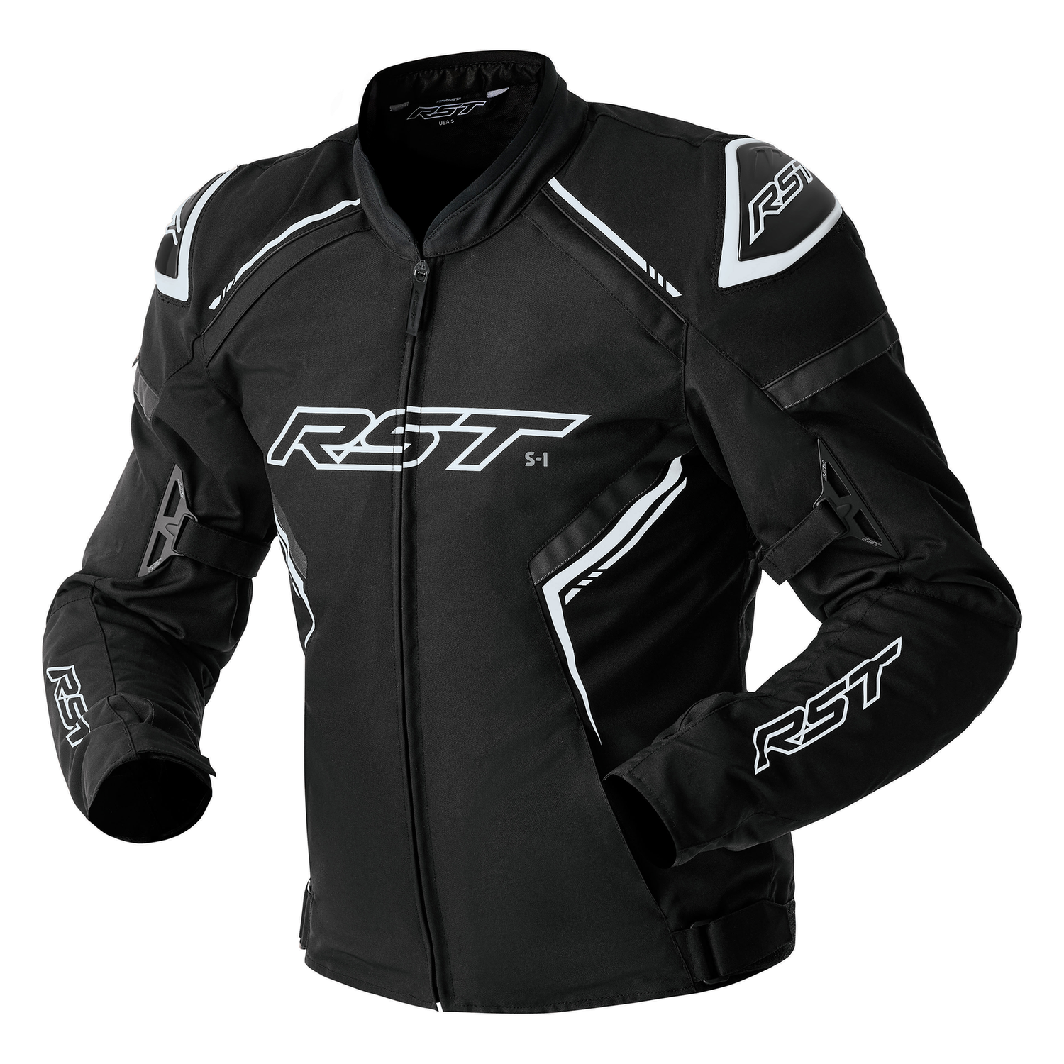 RST RST S1 D30 Textile Jacket - Black/White - Front View