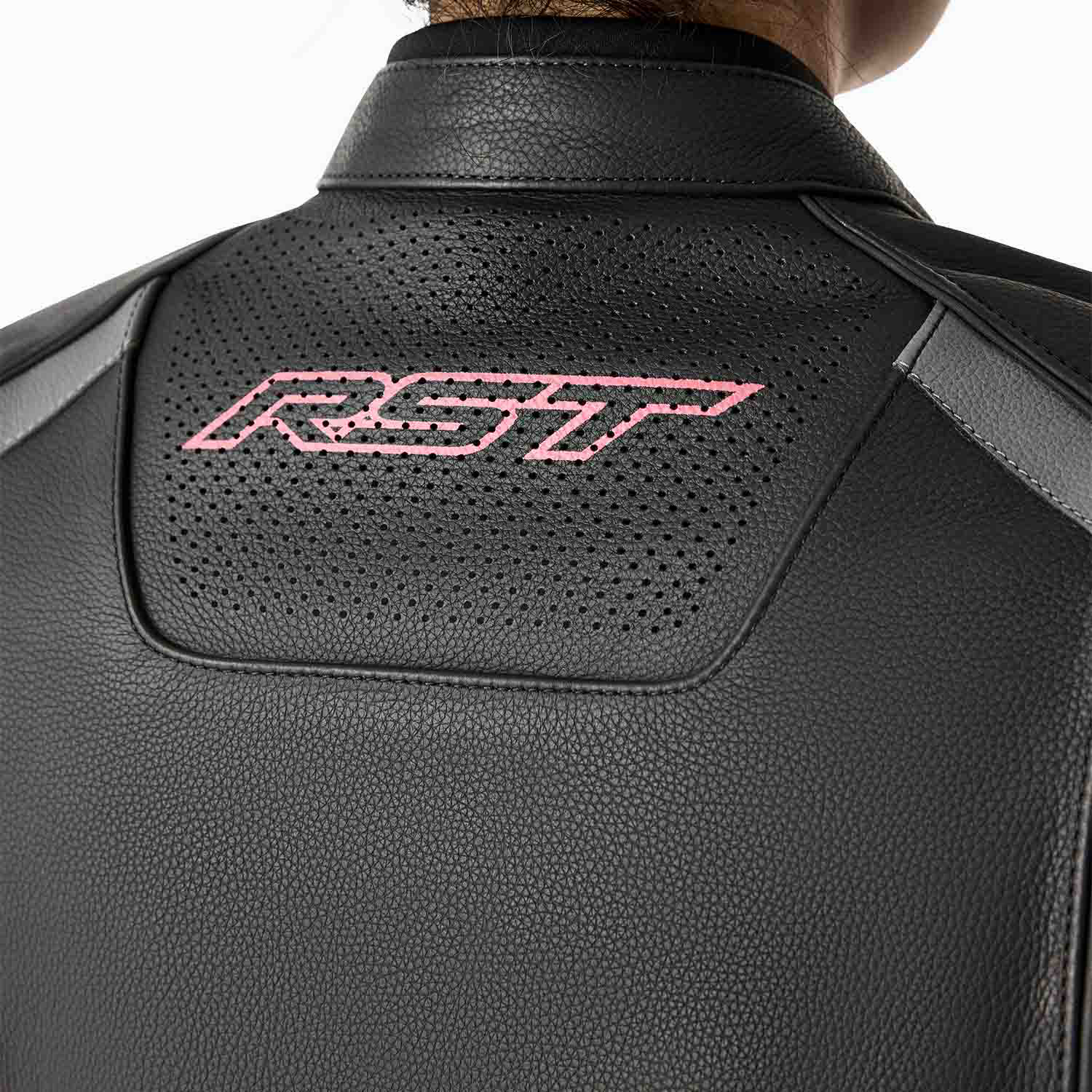 RST RST S1 D30 Ladies Leather Jacket - Black/Flo Pink - Detail View