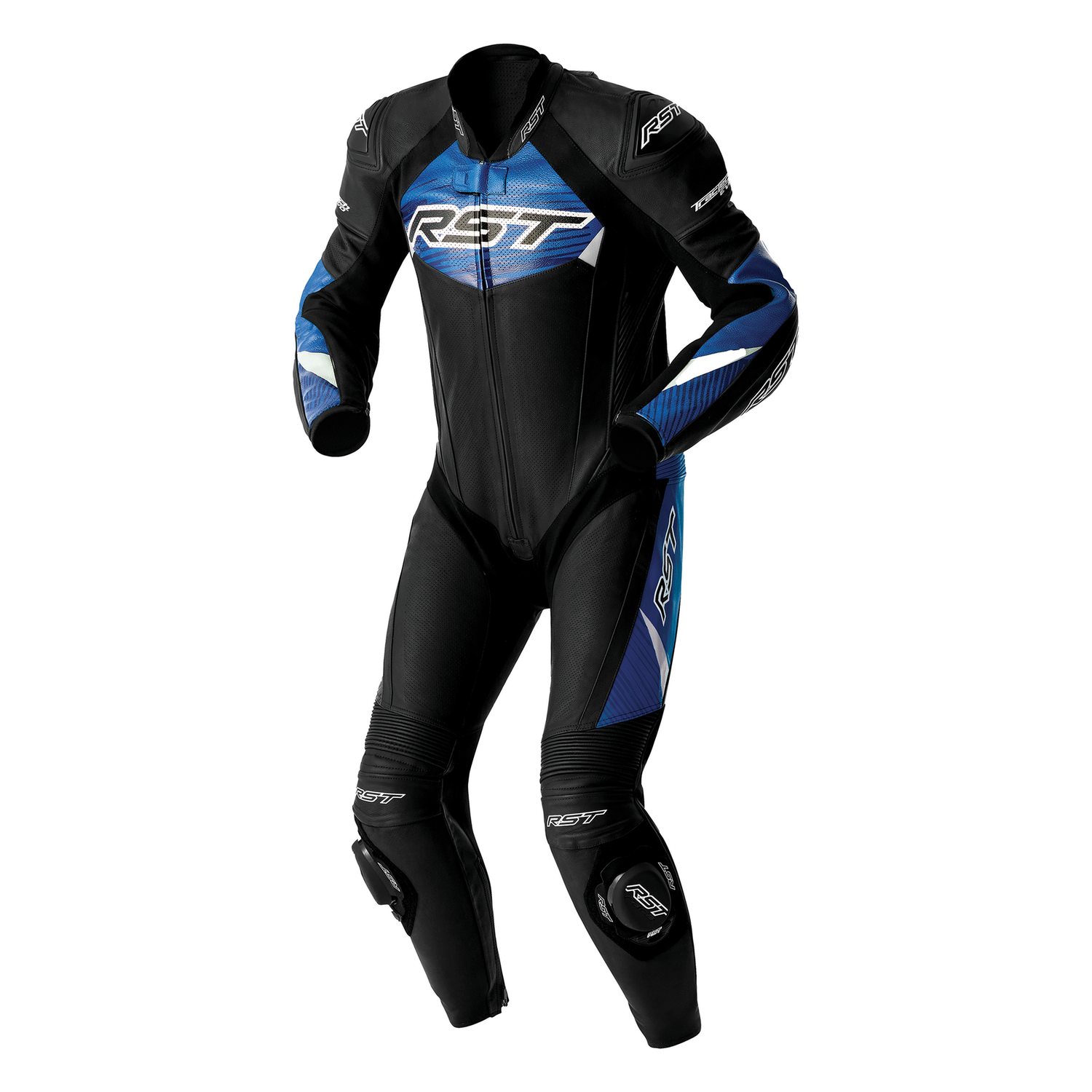 RST RST Tractech Evo D30 Leather Suit Black / Blue - Front View