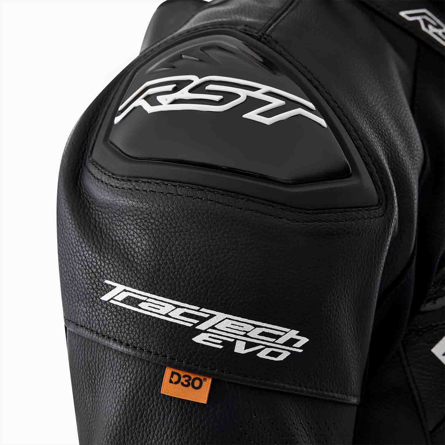 RST RST TRACTECH EVO D30 LEATHER JACKET - BLACK / WHITE - Rear View