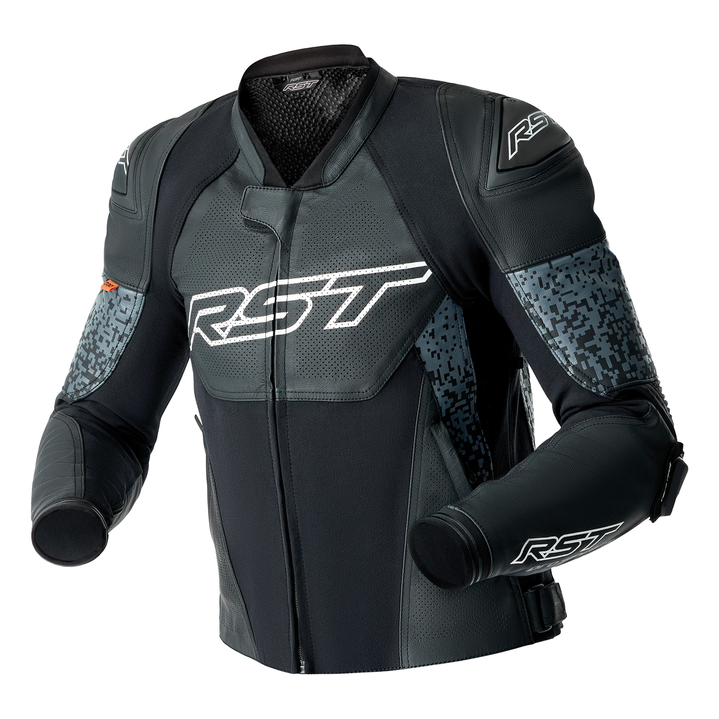 RST RST Pro Series Supersport-K D3O Leather Jacket Grey / Black - Front View