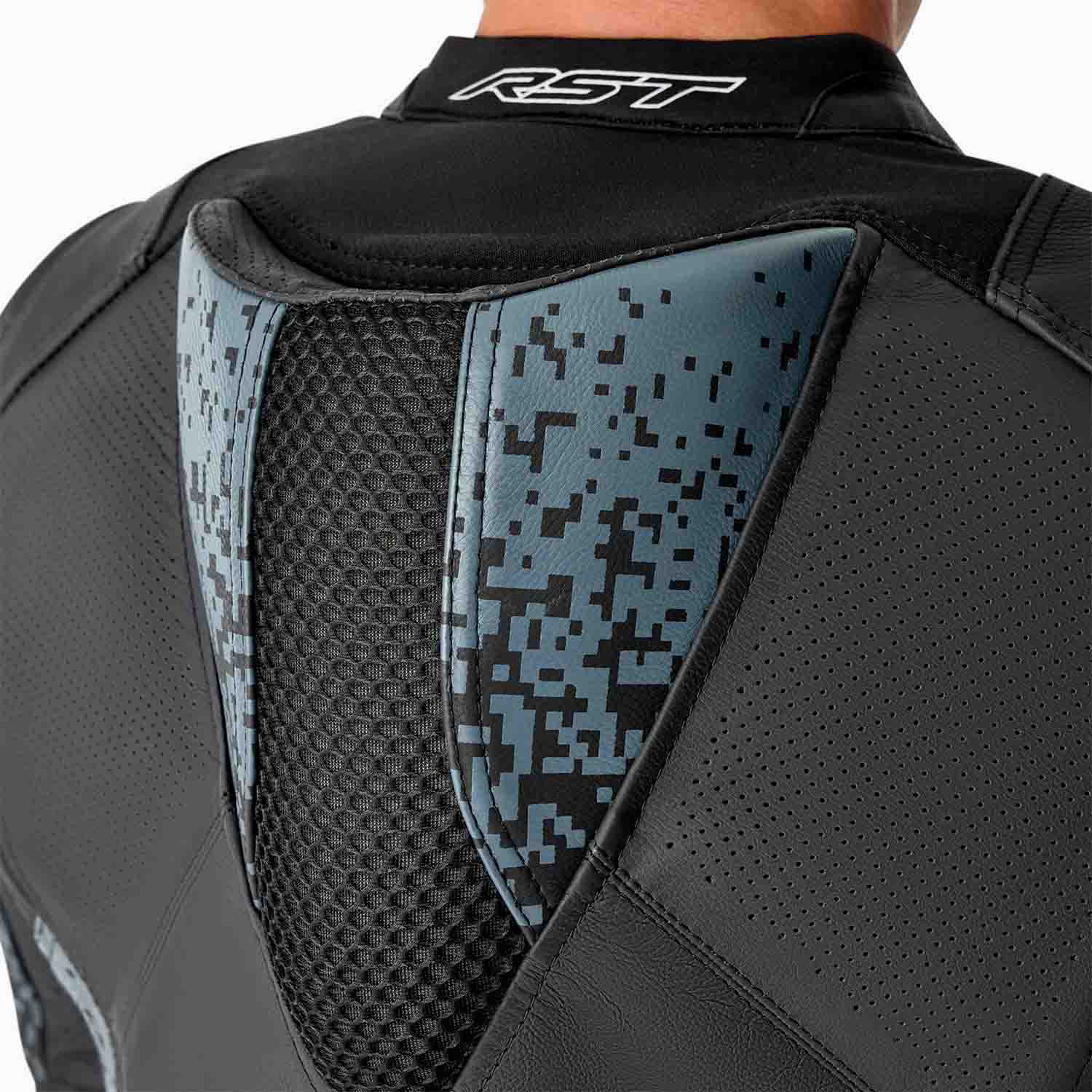 RST RST Pro Series Supersport-K D3O Leather Jacket Grey / Black - Rear View