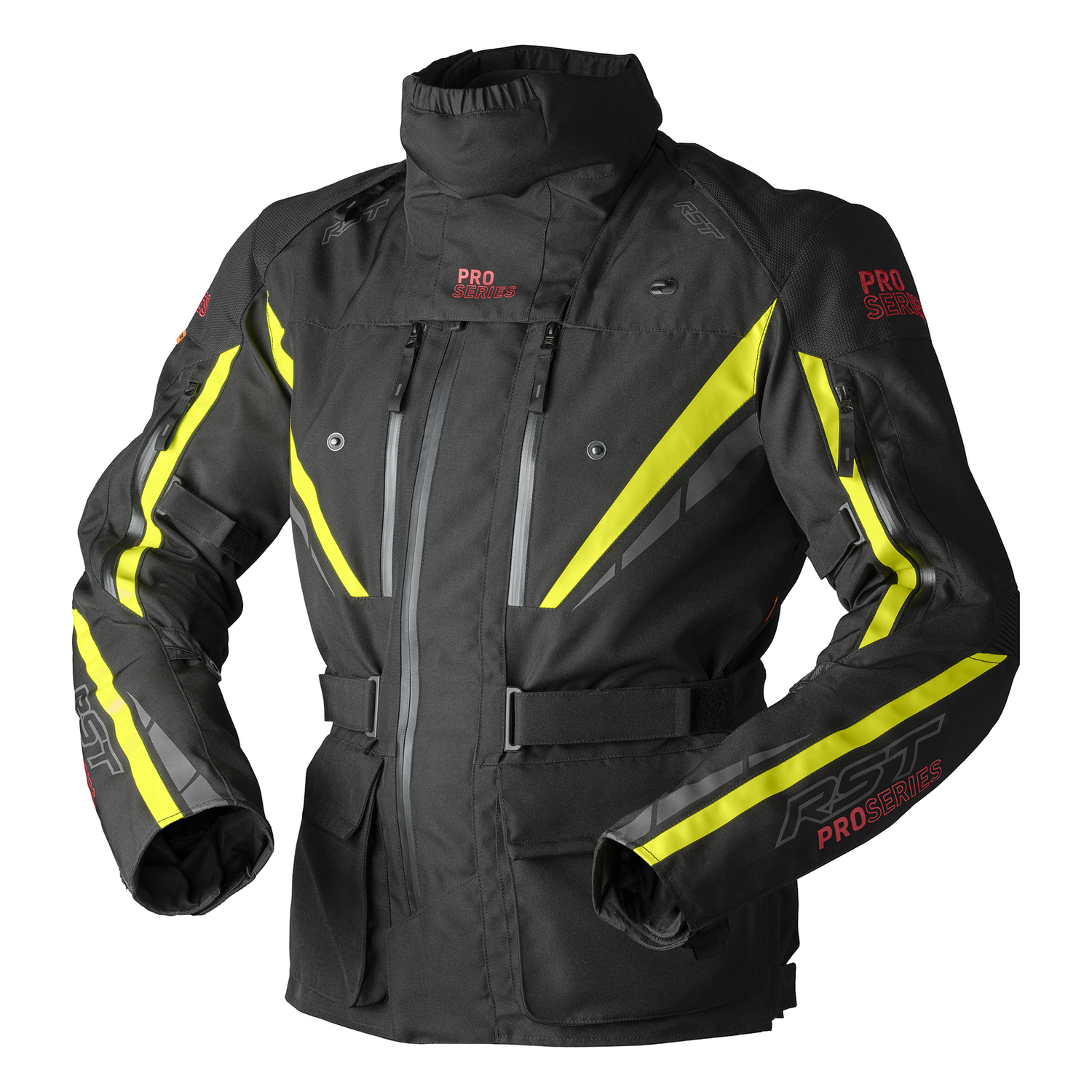 RST RST Pro Series Paragon D30 Textile Jacket - Black / Flo Yellow - Front View