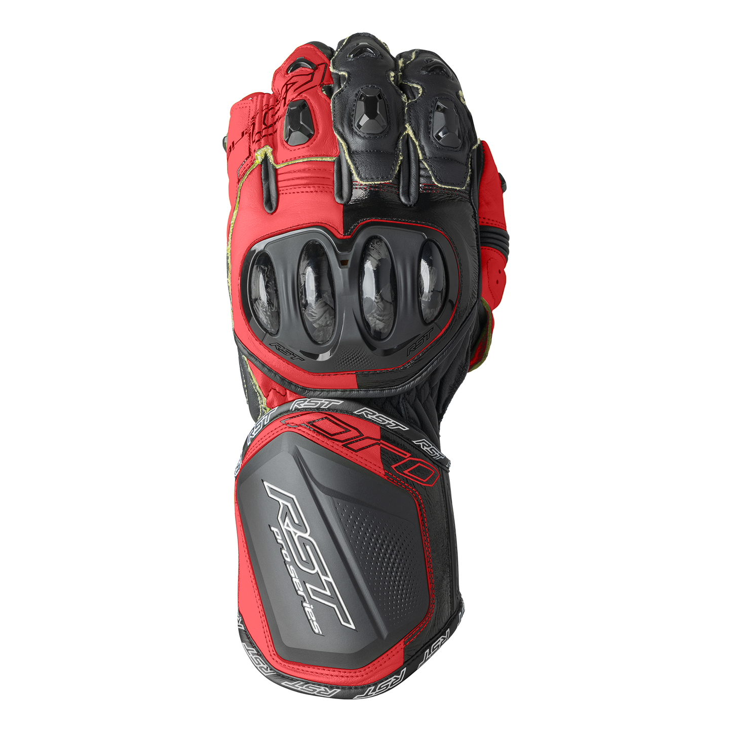 RST RST Pro Series GP D30 Gloves Black / Flu Red - Front View