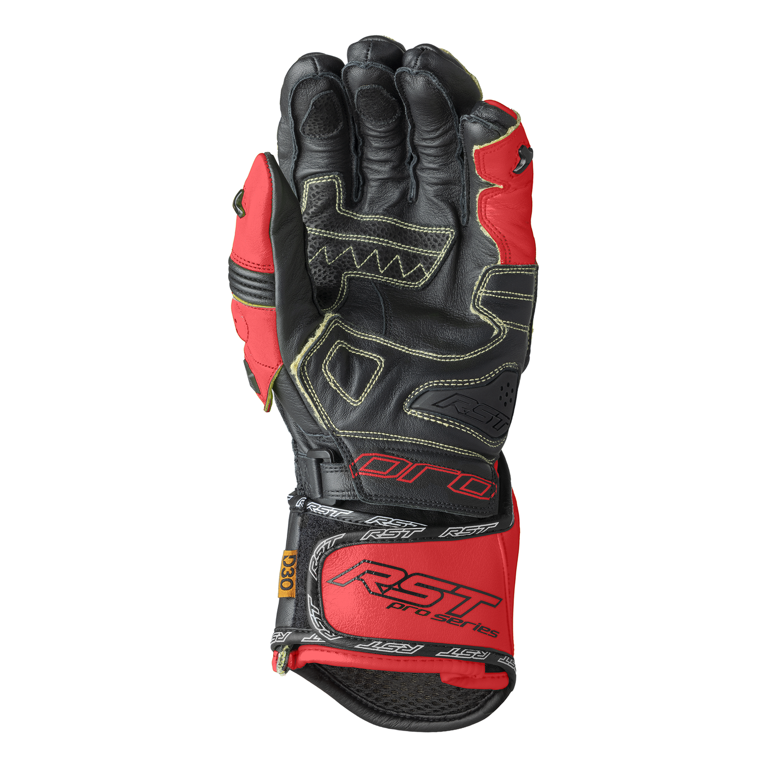 RST RST Pro Series GP D30 Gloves Black / Flu Red - Side View