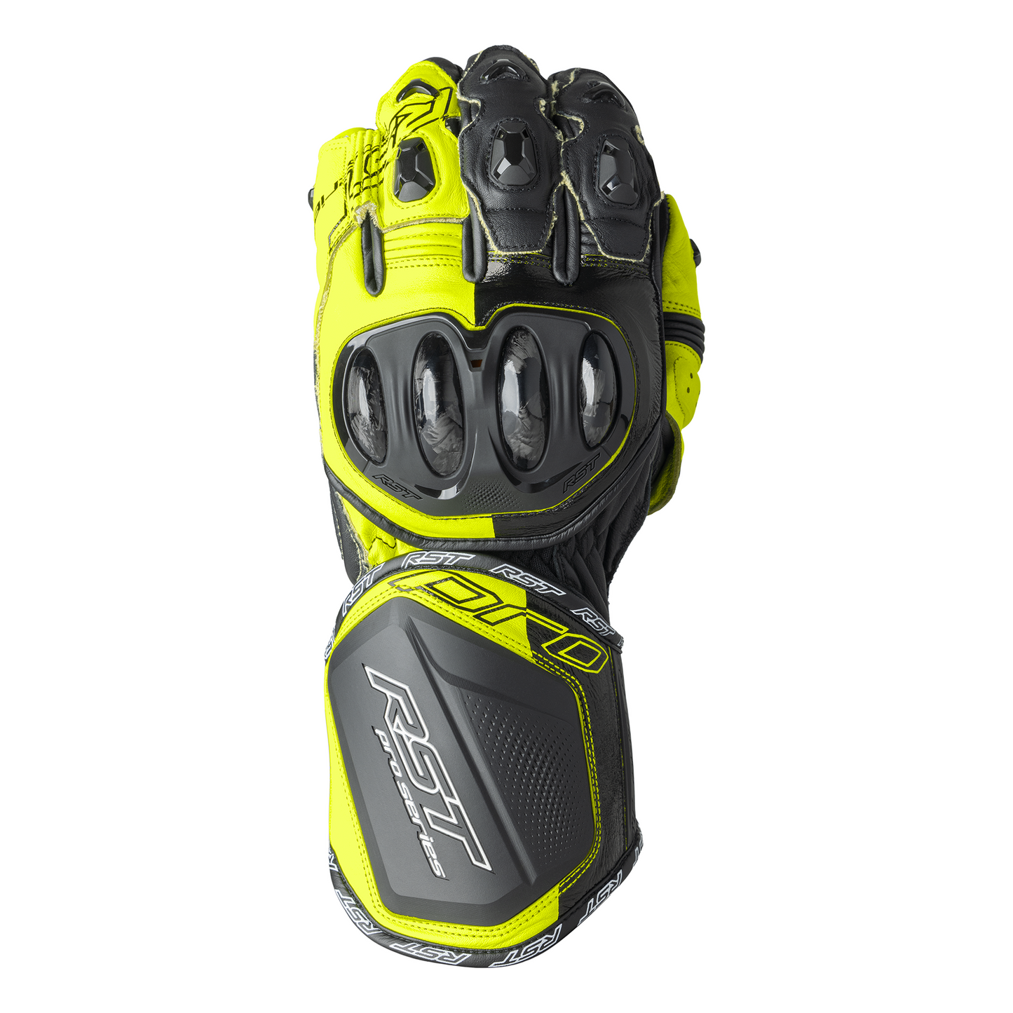 RST RST Pro Series GP D30 Gloves Black / Flo Yellow - Front View