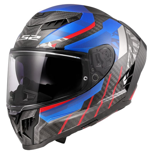 LS2 FF807 DRAGON TRAX BLUE RED   (Includes Additional Dark Visor)
