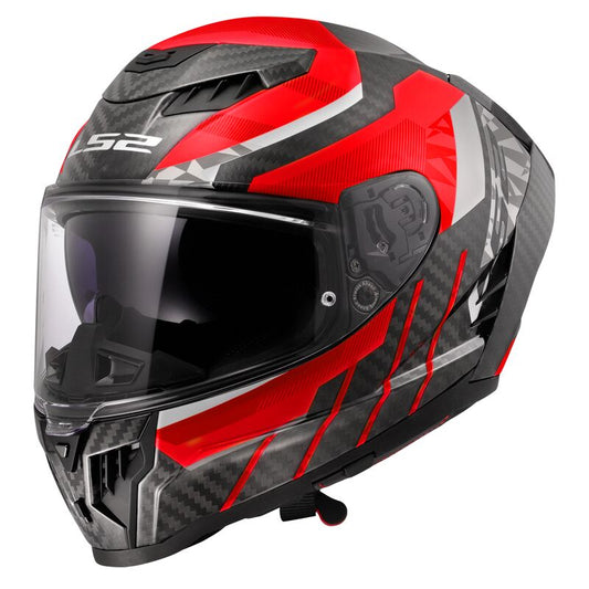 LS2 FF807 DRAGON TRAX RED   (Includes Additional Dark Visor)