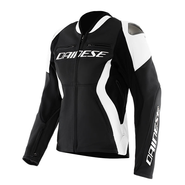 Dainese DAINESE WOMENS RACING 5 LEATHER JACKET BLACK/WHITE - Front View