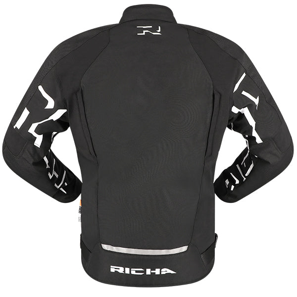 Richa RICHA STRADALE TEXTILE WP JACKET BLACK/WHITE - Rear View