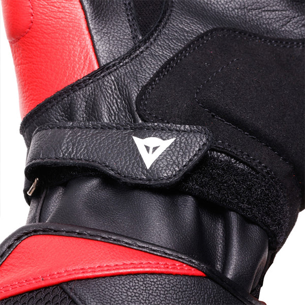 Dainese Reacto Carbon Long Leather Gloves - Black / Lava Red
