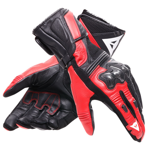 Dainese Reacto Carbon Long Leather Gloves - Black / Lava Red