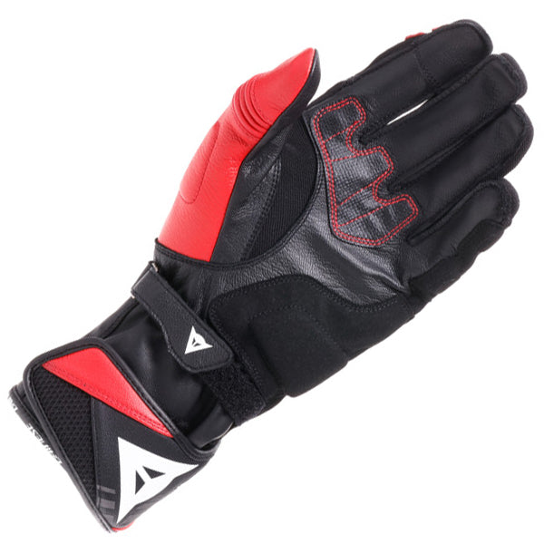 Dainese Reacto Carbon Long Leather Gloves - Black / Lava Red