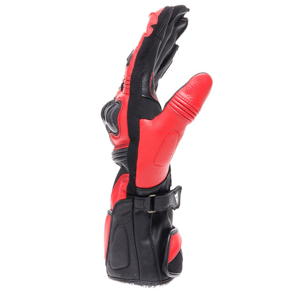 Dainese Reacto Carbon Long Leather Gloves - Black / Lava Red