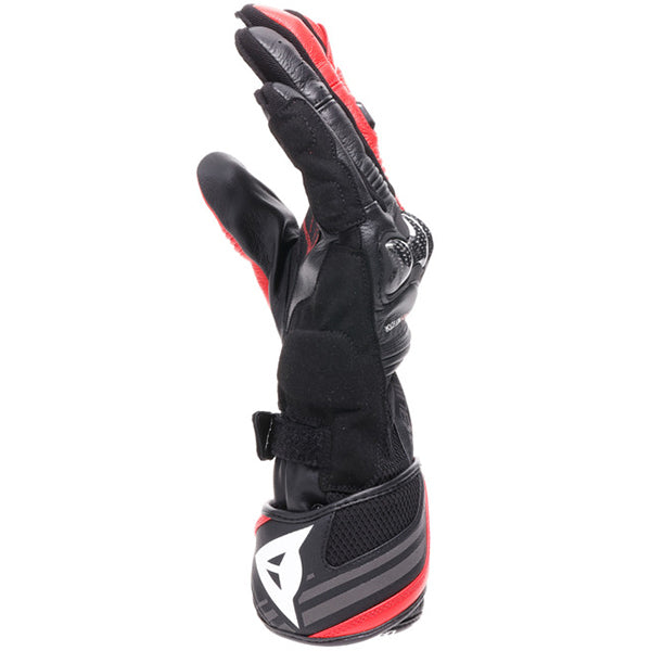 Dainese Reacto Carbon Long Leather Gloves - Black / Lava Red