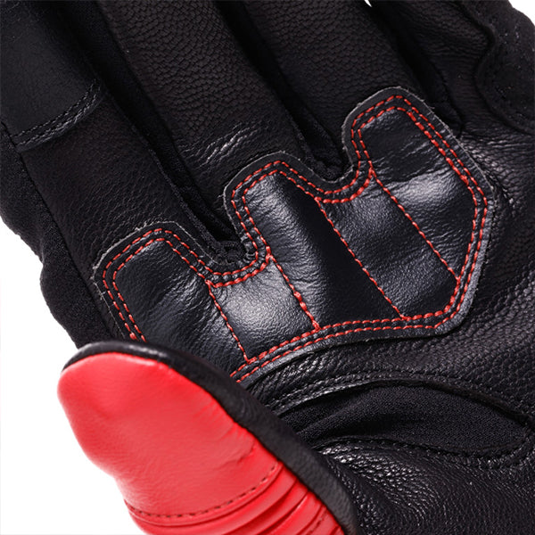 Dainese Reacto Carbon Short Leather Gloves - Black / Lava Red