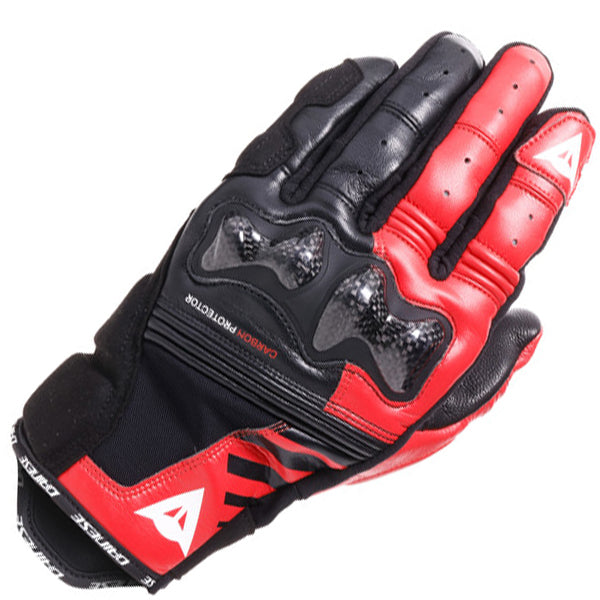 Dainese Reacto Carbon Short Leather Gloves - Black / Lava Red
