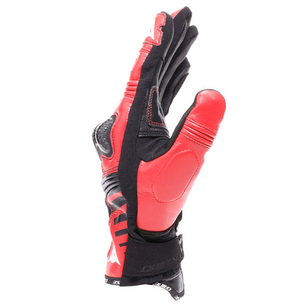 Dainese Reacto Carbon Short Leather Gloves - Black / Lava Red