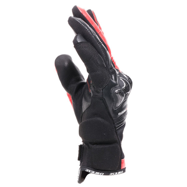 Dainese Reacto Carbon Short Leather Gloves - Black / Lava Red