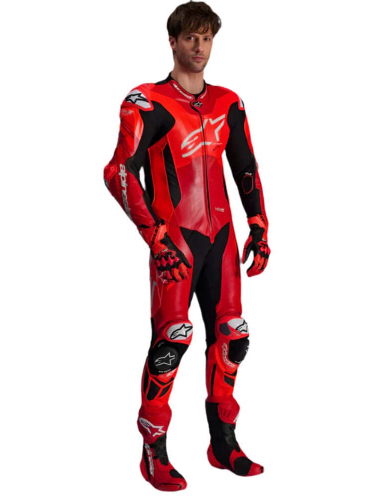 Alpinestars Gp Plus V4 Sprint 1Pc Leather Suit Red Fluo Mid Red White