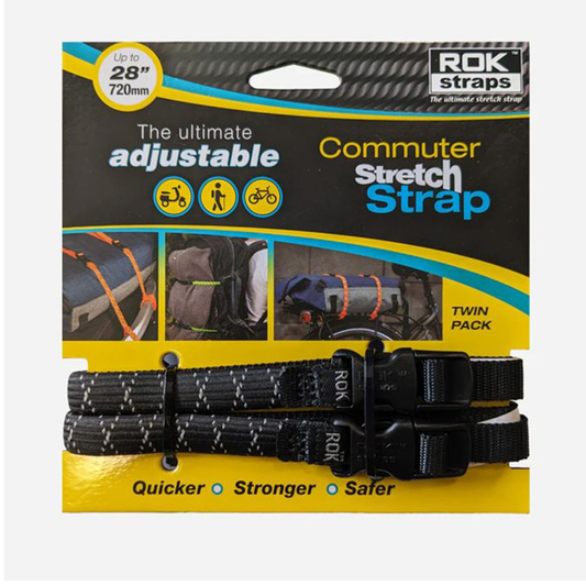 ROK STRAP COMMUTER ADJUSTABLE STRETCH  BLACK REFLECTIVE 2 PACK (ROK332)