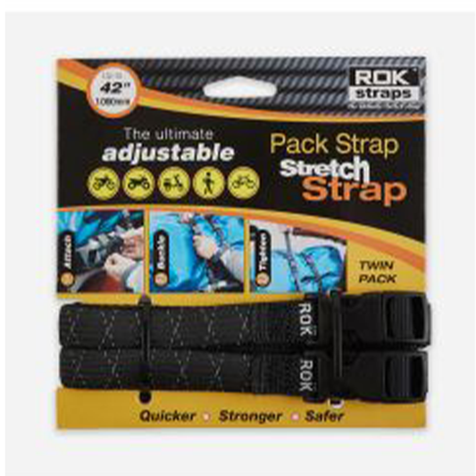 ROK STRAP PACK ADJUSTABLE STRETCH  BLACK REFLECTIVE 2 PACK (ROK358)