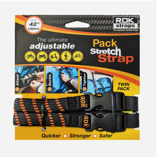 ROK STRAP PACK ADJUSTABLE STRETCH BLACK/ORANGE REFLECTIVE 2 PACK (ROK360)