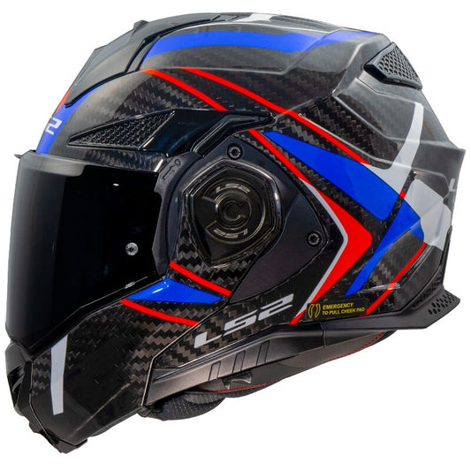 LS2 FF901 ADVANT X CARBON FUTURE II WHITE BLUE-06 (Includes Additional Dark Visor)