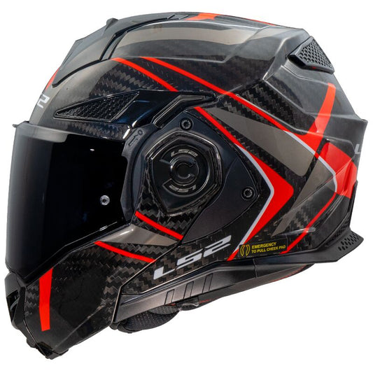 LS2 FF901 ADVANT X CARBON FUTURE II RED-06 GLOSS  (Includes Additional Dark Visor)