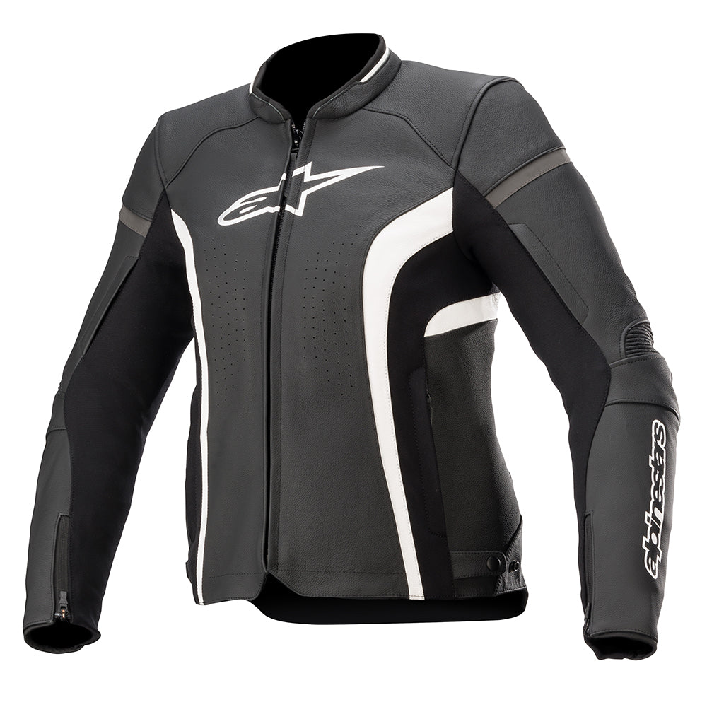 Alpinestars Alpinestars Stella Kira V2 Leather Jkt Black/White - Front View