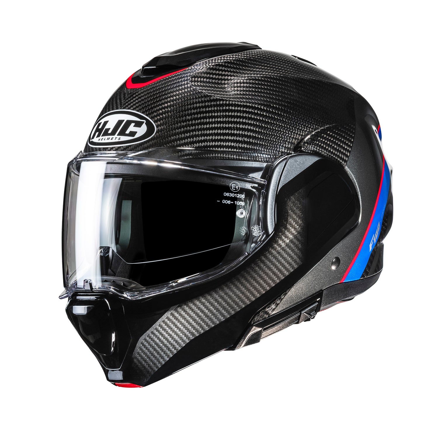 HJC HJC F100 Carbon Stan White Blue Red MC21 - Front View