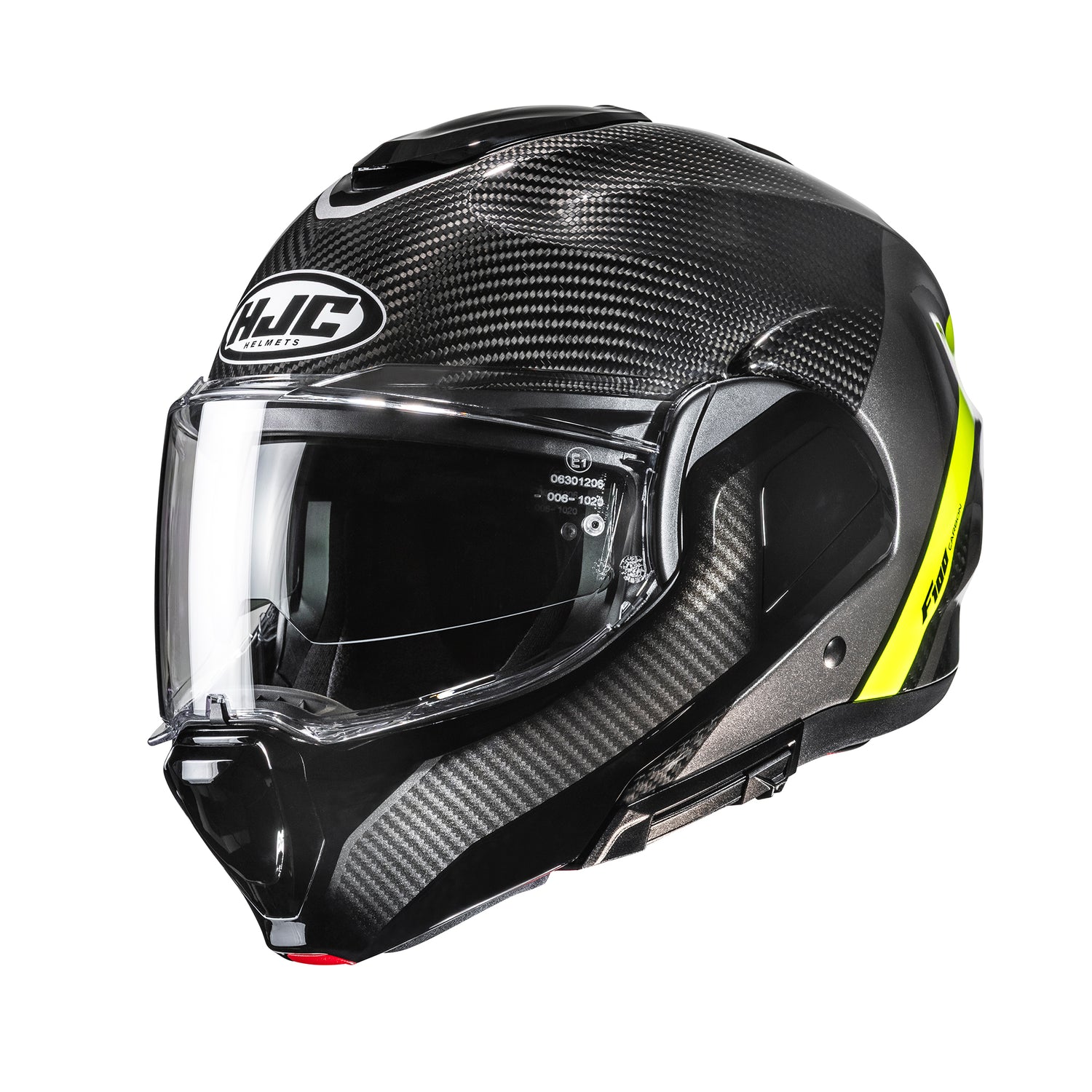 HJC HJC F100 Carbon Stan Yellow MC3H - Front View