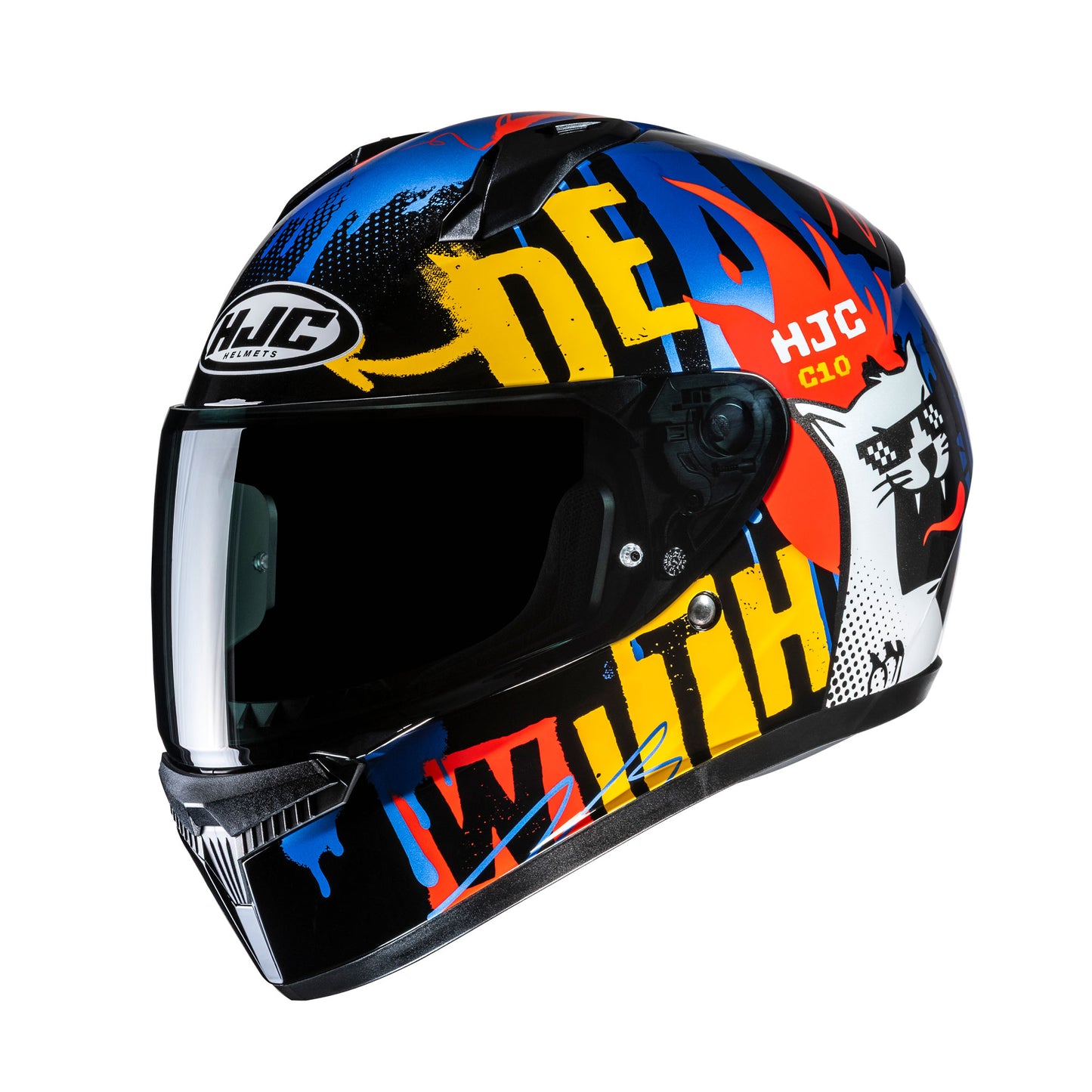 HJC HJC C10 Fop MC23 Blue White Fluo - Front View