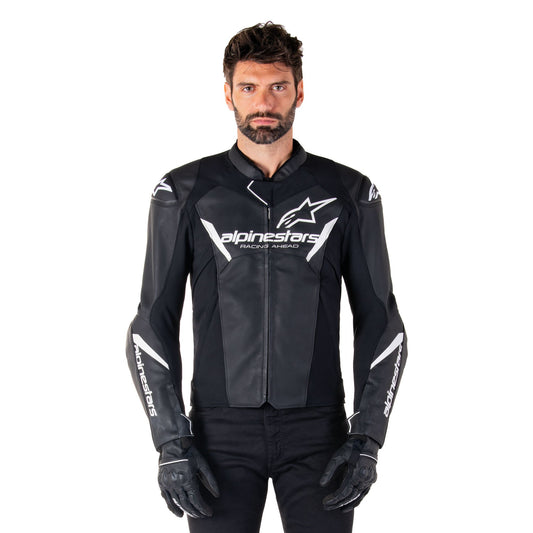 Alpinestars Faster V3 Leather Jacket Black White