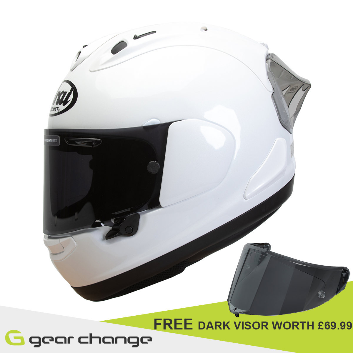 Arai RX-7V Evo - Diamond White (Free Dark Visor worth £69.99)