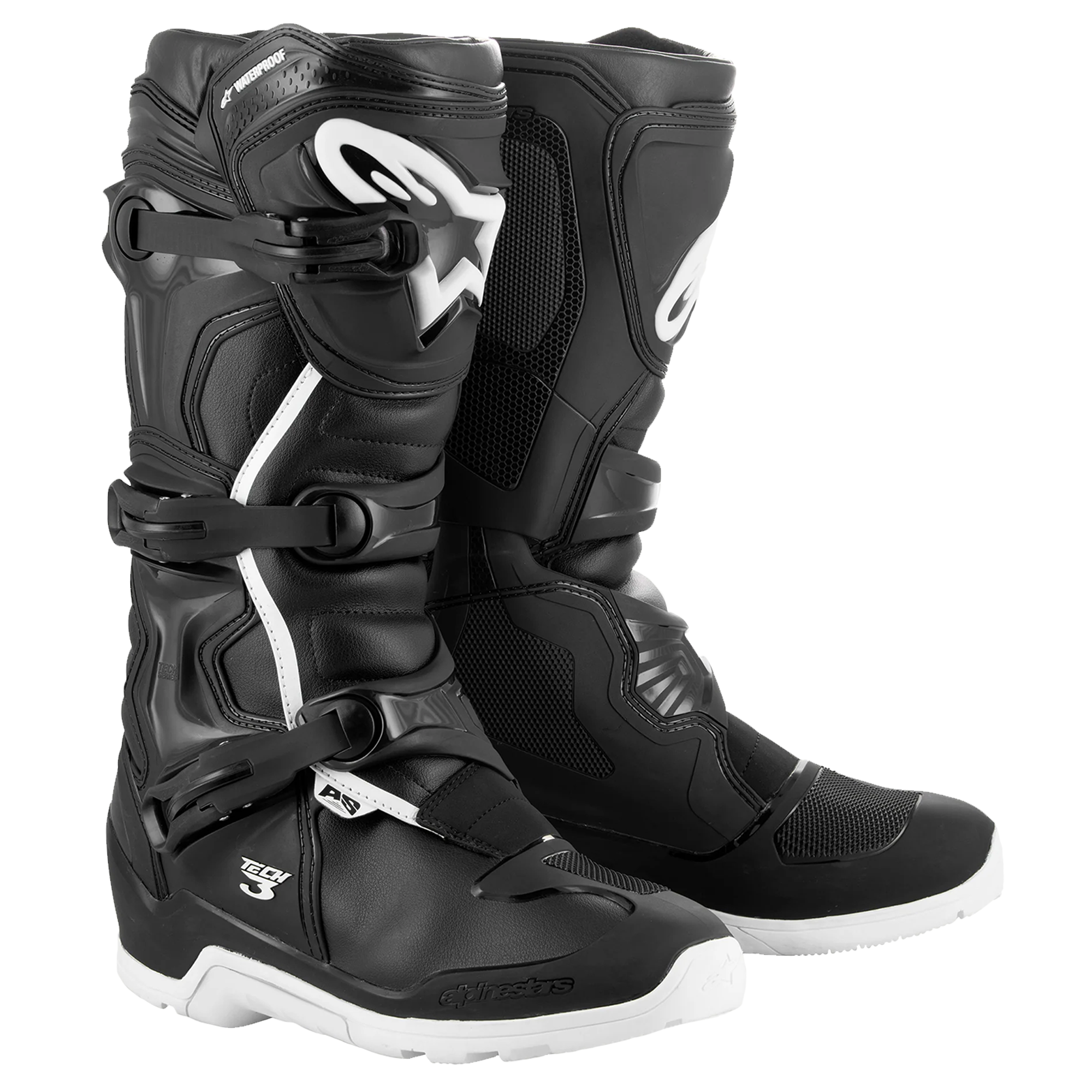 Alpinestars Tech 3 Enduro Waterproof Boots 2024 Black White Gear   AlpienstarsTech3EnduroWaterproofMotorcrossBoots Black White Pair 