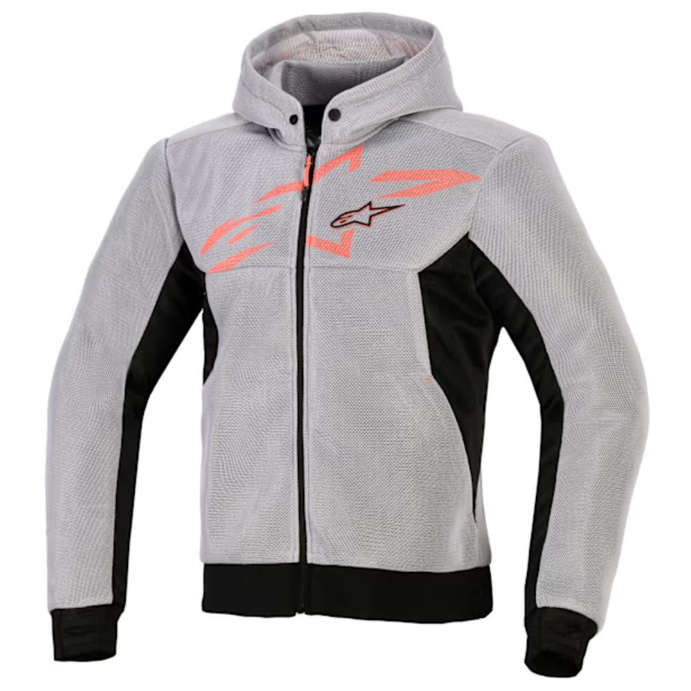 Alpinestars Alpinestars Chrome Super Airflow Hoodie - Black / Mid Grey / Fluo Red - Front View