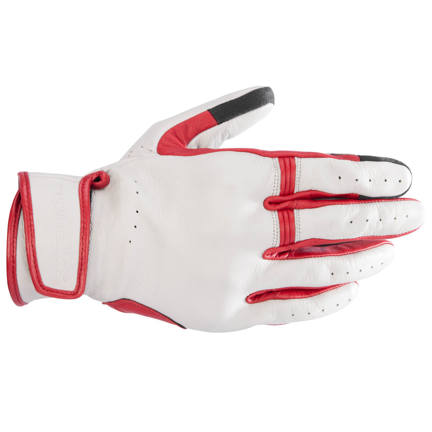 Alpinestars Dyno Leather Gloves - Ecru/Ruby Red