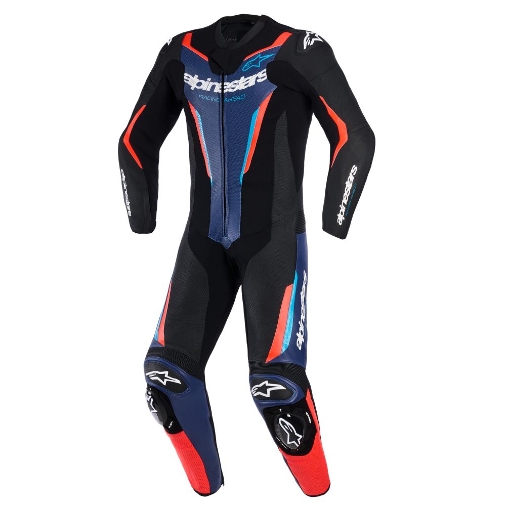 Alpinestars Alpinestars GP Force V2 1 Piece Suit - Black / Blue / Red Fluo - Front View
